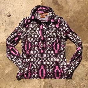 Tory Burch Longsleeve Geometric Patterned Blouse S